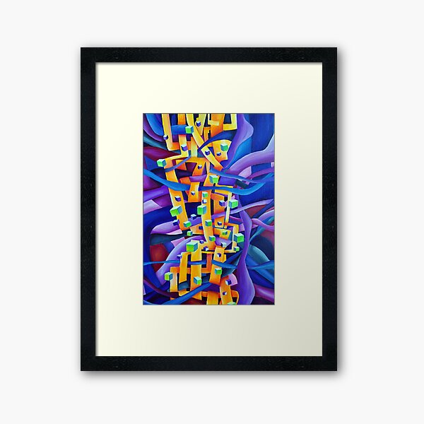 Optical Illusion Geometrical Abstract Watercolor Framed Art Print