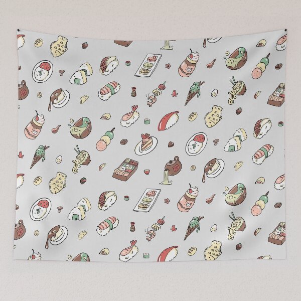 Item preview, Japanese Food and Snacks Pattern  designed and sold by narwhalwall.