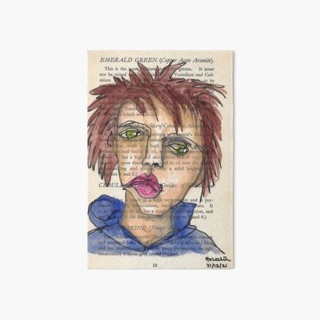 Whimsical blind contour of a boy Art Board Print