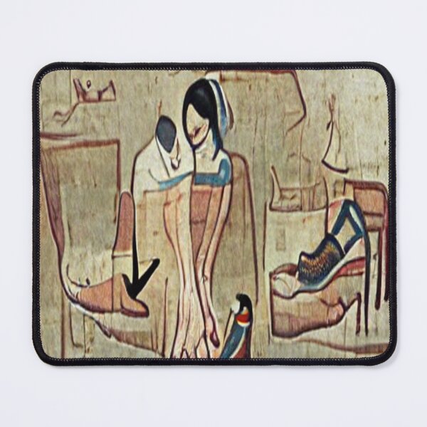 Item preview, Egyptian painting of wife putting cold feet on husband designed and sold by glitchman2.