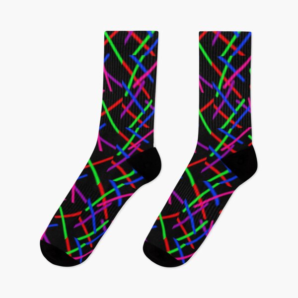 Item preview, 1980s Rainbow Neon Glowing Laser Beams, Large Size Repeating Pattern designed and sold by Nicolette Olivier.