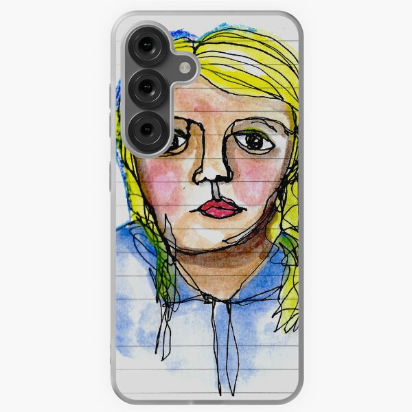 Whimsical blind contour drawing/ painting of a girl Samsung Galaxy Soft Case