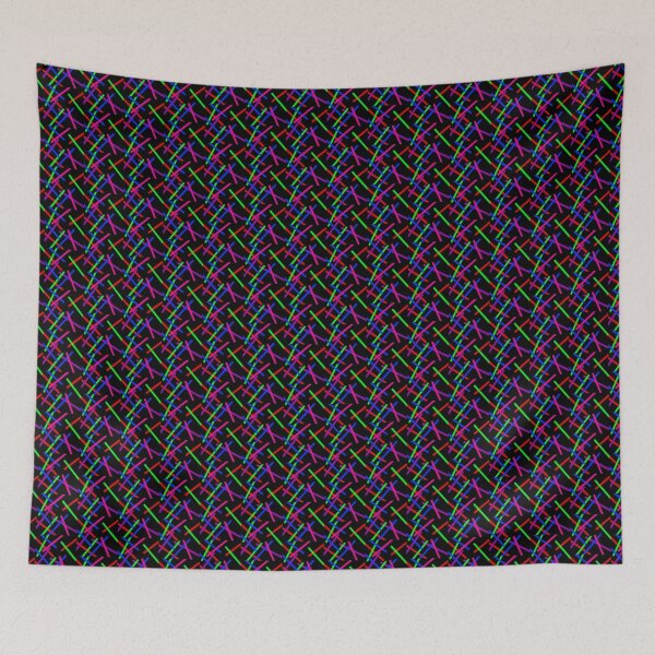 Item preview, 1980s Rainbow Neon Glowing Laser Beams, Single and Small Size Repeating Pattern designed and sold by Nicolette Olivier.