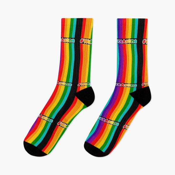 Item preview, #WeRaceAsOne Color Stripes - LGBT Pride Colors (White - Black BG) designed and sold by FilipeFerreira.
