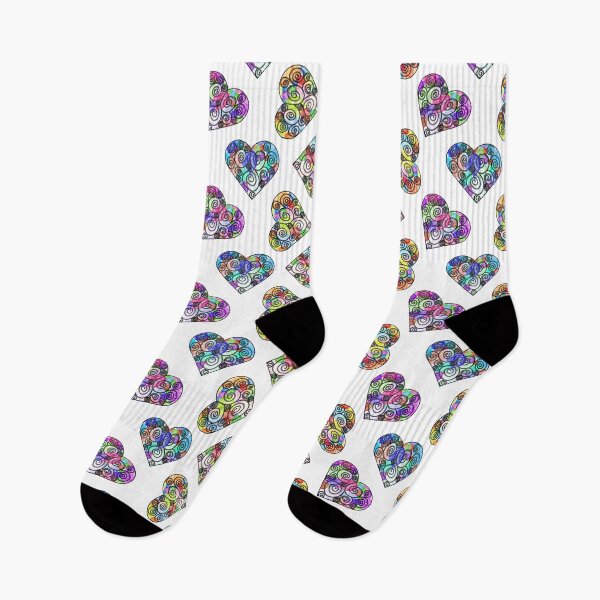Artikelvorschau, Multicolor striking hearts with swirls seamless pattern entworfen und verkauft von AleFairyland.