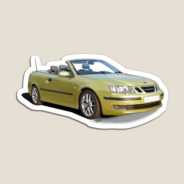 Item preview, saab 9-3 convertible lime yellow green designed and sold by Theoldgirl900.