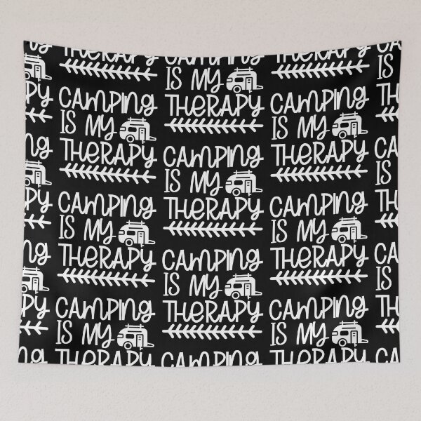 Item preview, Camping is my Therapy I love Camping Hiking Camping Tree Mountains Tent Art Design Happy Apparel Essential Inspiration Joy Mood Funny designed and sold by DesignByHeartUK.