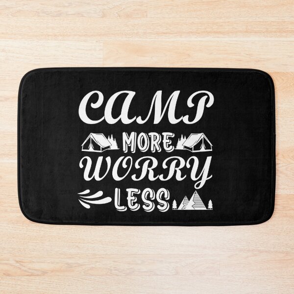 Item preview, Camp More Worry Less I love Camping Hiking Camping Tree Mountains Tent Art Design Happy Apparel Essential Inspiration Joy Mood Funny designed and sold by DesignByHeartUK.