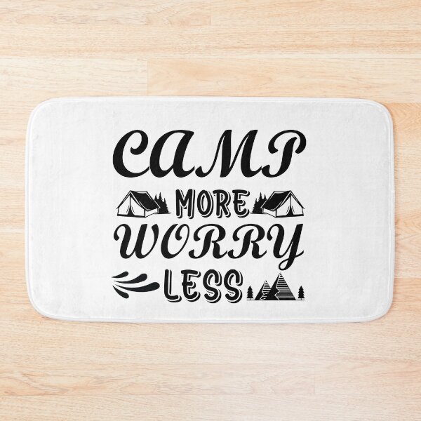 Item preview, Camp More Worry Less I love Camping Hiking Camping Tree Mountains Tent Art Design Happy Apparel Essential Inspiration Joy Mood Funny designed and sold by DesignByHeartUK.