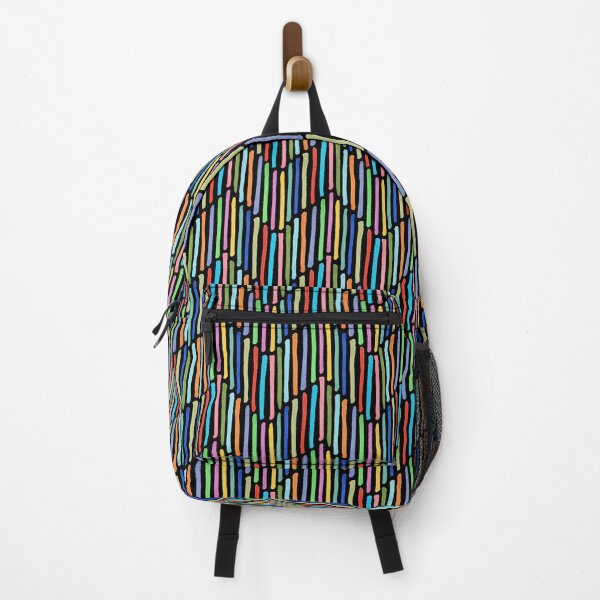 Item preview, Colorful vertical lines in chevron pattern on black background. Pattern design. Illusionist pattern designed and sold by Becky Hunter.