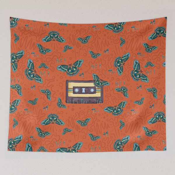 Item preview, Cassette Tape & Moths Pattern designed and sold by misslovelymess.