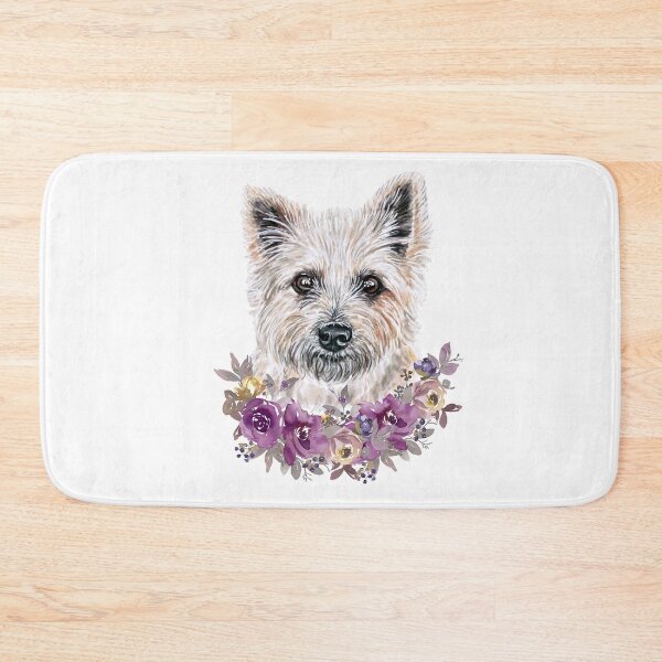 Item preview, Cute Cairn Terrier with Purple Flowers Illustration Art designed and sold by adriana-holmes.