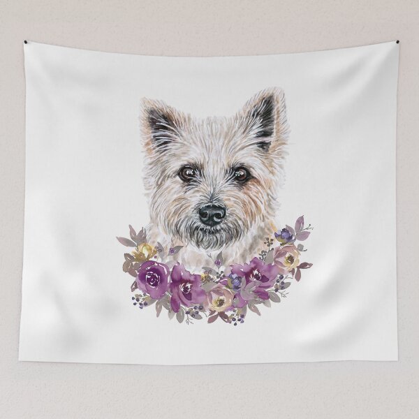 Item preview, Cute Cairn Terrier with Purple Flowers Illustration Art designed and sold by adriana-holmes.