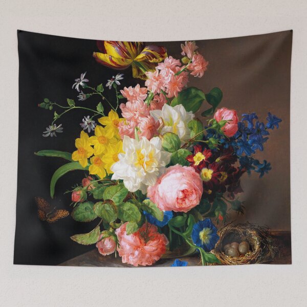 Item preview, Blumenstrauß mit Vogelnest und Schmetterling (1843) , Bouquet with Bird's Nest and Butterfly Josef Lauer  designed and sold by TeeARTHY.