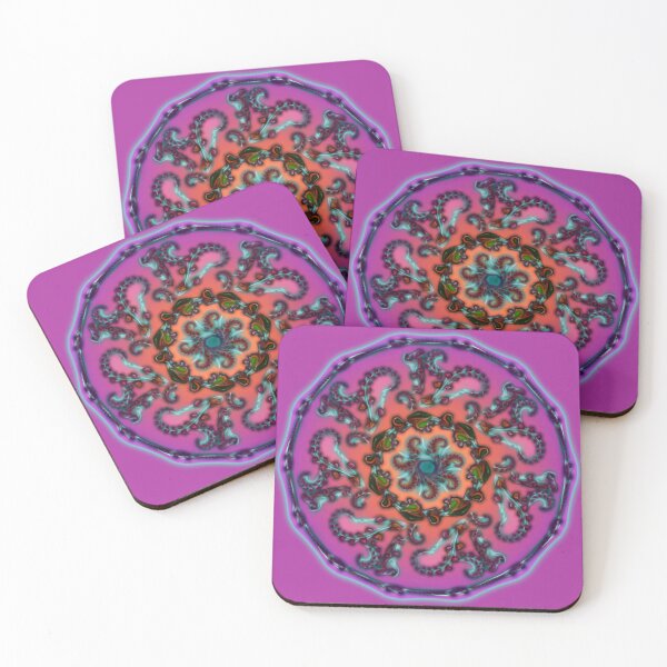 Item preview, Pink Teal Seven Pointed Spiral Cosmic Mandala  designed and sold by kernowerno.