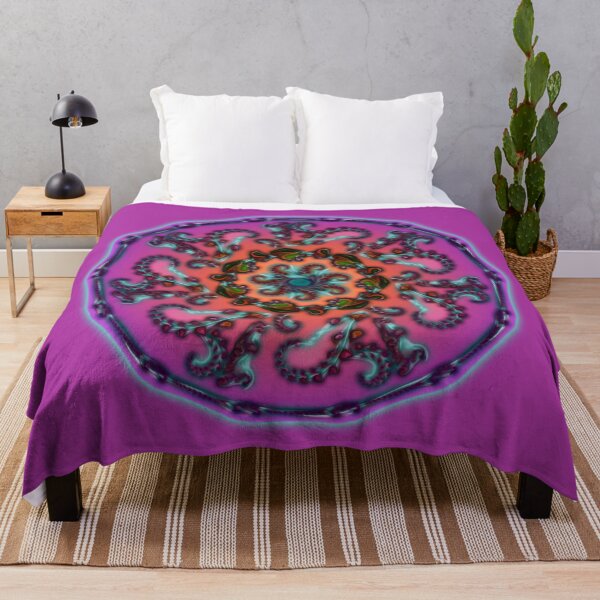 Item preview, Pink Teal Seven Pointed Spiral Cosmic Mandala  designed and sold by kernowerno.
