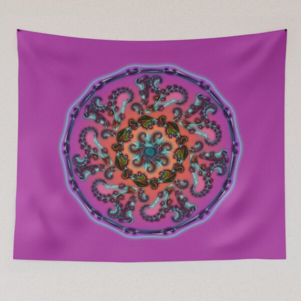 Item preview, Pink Teal Seven Pointed Spiral Cosmic Mandala  designed and sold by kernowerno.