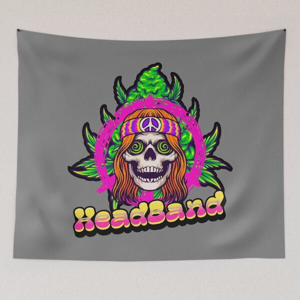 Item preview, Headband Marijuana - Hippie Skull Bud Plant - Weed Strains - Stoner designed and sold by YomeHayin.