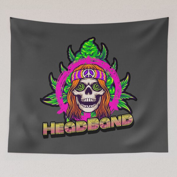 Item preview, Headband Marijuana - Hippie Skull Bud Plant - Weed Strains - Stoner Merch designed and sold by YomeHayin.
