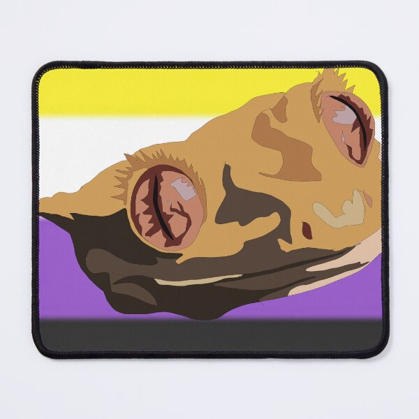 Item preview, Non-binary pride flag behind a crested gecko designed and sold by LeahcarsArt.