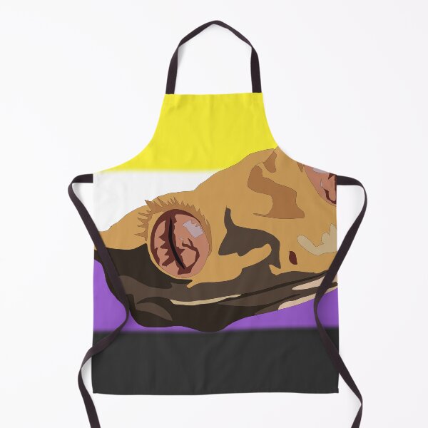 Aperçu de l'œuvre Non-binary pride flag behind a crested gecko créée et vendue par LeahcarsArt.