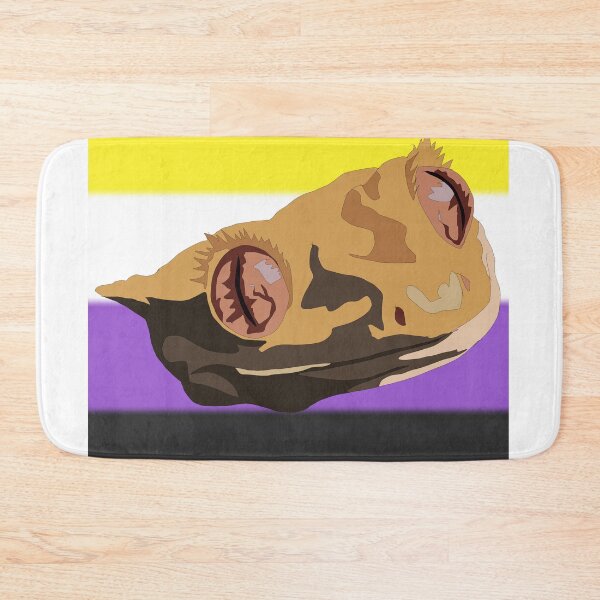 Item preview, Non-binary pride flag behind a crested gecko designed and sold by LeahcarsArt.