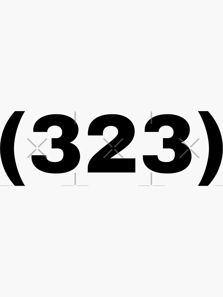 LA LOS ANGELES AREA CODE 323 Sticker For Sale By Itsmemaytal   Bg,f8f8f8 Flat,750x,075,f Pad,750x1000,f8f8f8 