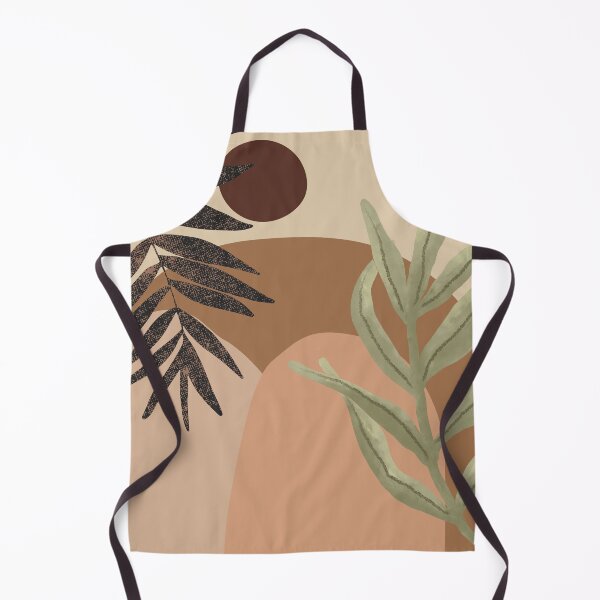 Aperçu de l'œuvre  Minimal Modern  Abstract Shapes Black Leaves Warm Tones  Design créée et vendue par zedonee.