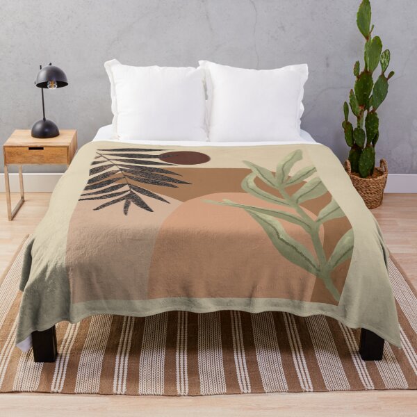 Aperçu de l'œuvre Minimal Modern Abstract Shapes Black Leaves Warm Tones Design créée et vendue par zedonee.