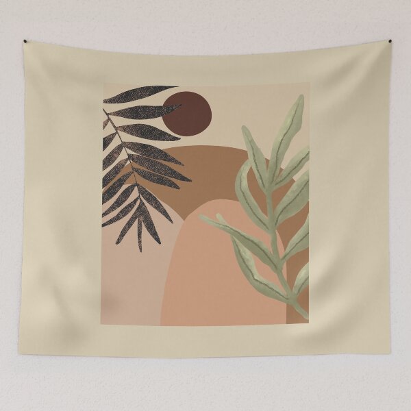 Artikelvorschau,  Minimal Modern  Abstract Shapes Black Leaves Warm Tones  Design entworfen und verkauft von zedonee.