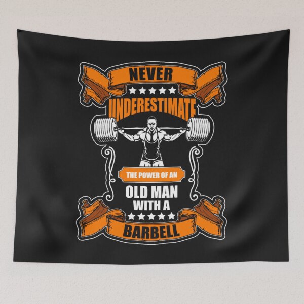 Item preview, Power Old Man With Barbell Gym Workout sport Bodybuilders designed and sold by ClamenTaon.