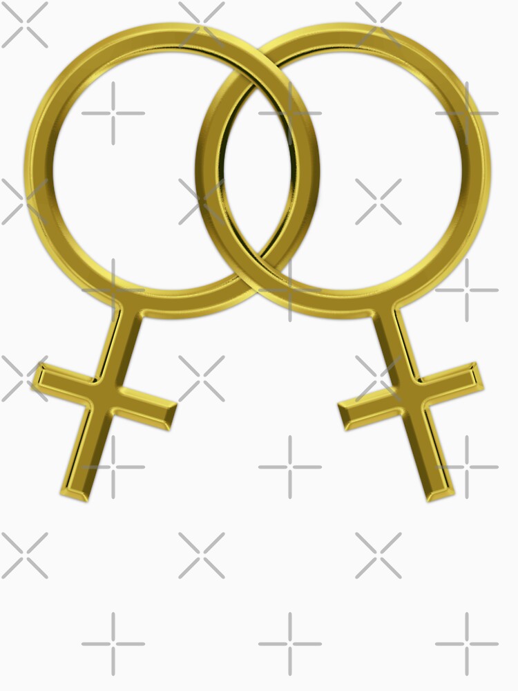 Two Interlocking Female Symbols (golden design) by Gay-Pride-Depot