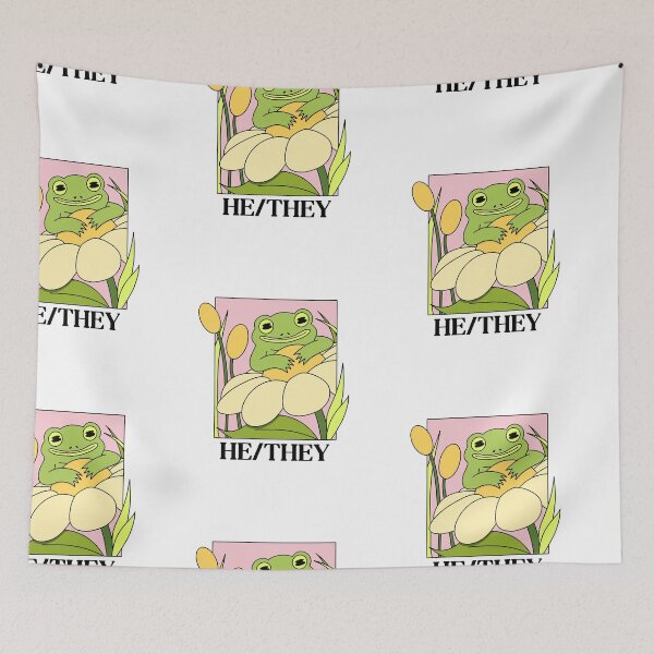 Item preview, He/They - Happy Pronoun Frog designed and sold by TheFrogColony.