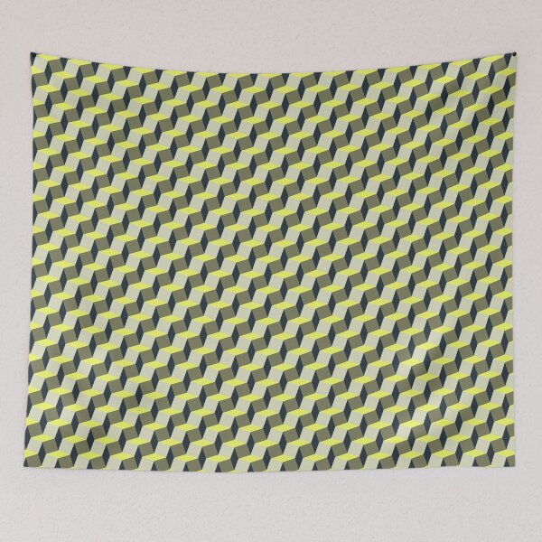 Item preview, Cool Geometric 3 Dimensional Optical Illusion Pattern in Yellow and Grey designed and sold by Art-and-Archaeo.