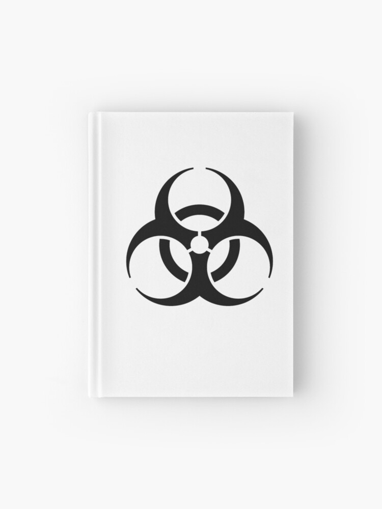 Cuaderno De Tapa Dura Peligro Bio Simbolo Peligro Biologico Peligro Advertencia En Negro De Tomsredbubble Redbubble