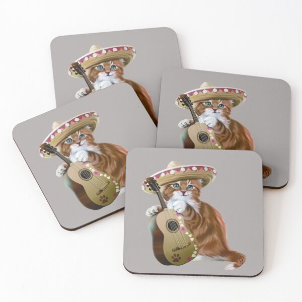 Item preview, The musician cat with his sombrero hat designed and sold by Karine Dupras.