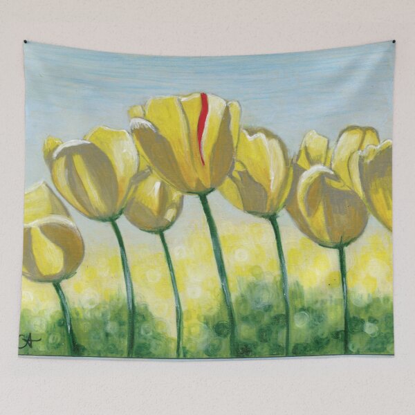 Item preview, Yellow Sunlit Tulips Dancing in the Wind designed and sold by chromaddict.