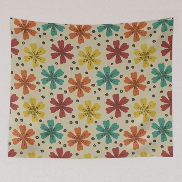 Item preview, Flower pattern in retro colors: 1960s and 1970s designed and sold by Becky Hunter.