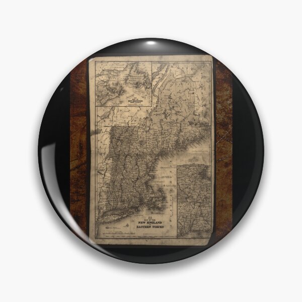 Item preview, Antique Map Of New England With Rustic Frame Design designed and sold by EarthArtDesigns.