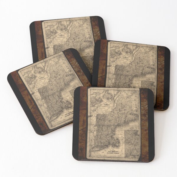 Item preview, Antique Map Of New England With Rustic Frame Design designed and sold by EarthArtDesigns.