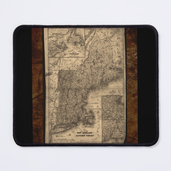 Item preview, Antique Map Of New England With Rustic Frame Design designed and sold by EarthArtDesigns.