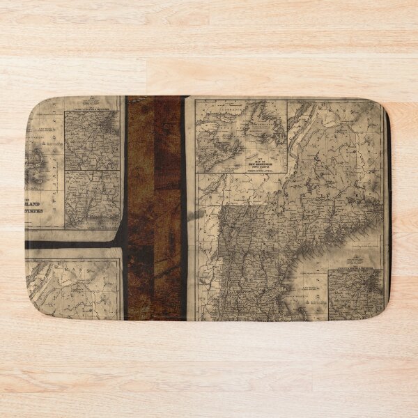Item preview, Antique Map Of New England With Rustic Frame Design designed and sold by EarthArtDesigns.