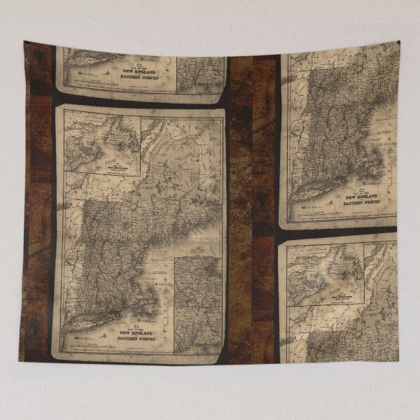 Item preview, Antique Map Of New England With Rustic Frame Design designed and sold by EarthArtDesigns.