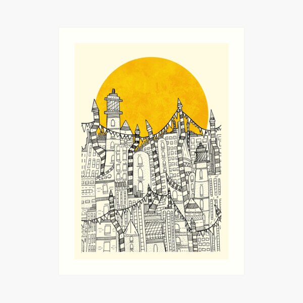 Große Sonne Kleine Stadt Kunstdruck