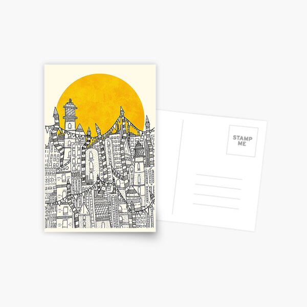 Große Sonne Kleine Stadt Postkarte
