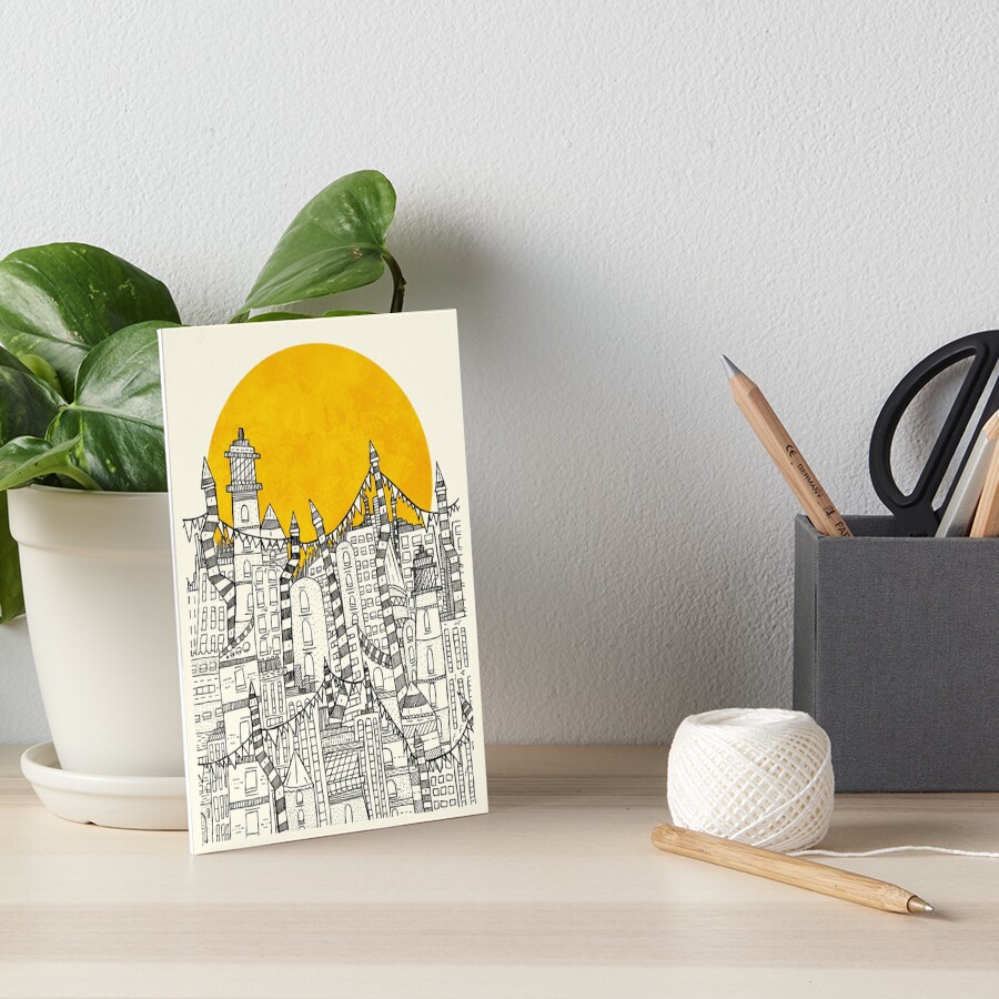 Big Sun Small City Art Board Print