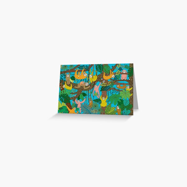 Happy Sloths Jungle Greeting Card