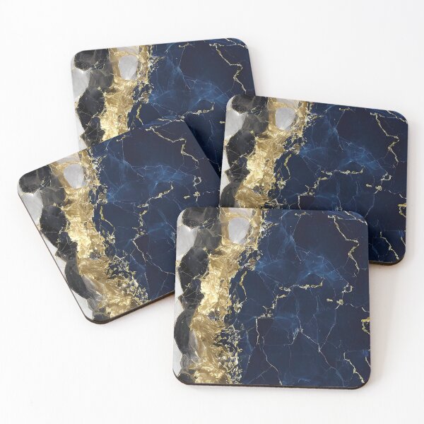 Item preview, Luxury Gold Blue Marble Modern Golden Shimmer Navy Blue Marble  designed and sold by ChaimaaKr.