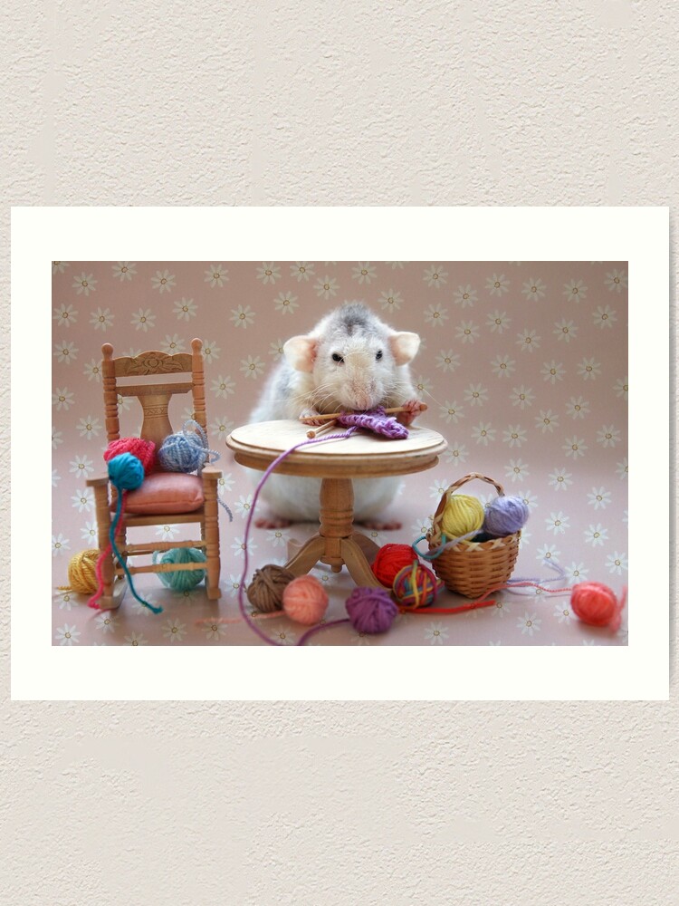 Alternate view of Rosie's first knitting lesson! Art Print