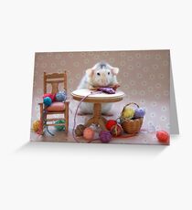 Rosie's first knitting lesson! Greeting Card